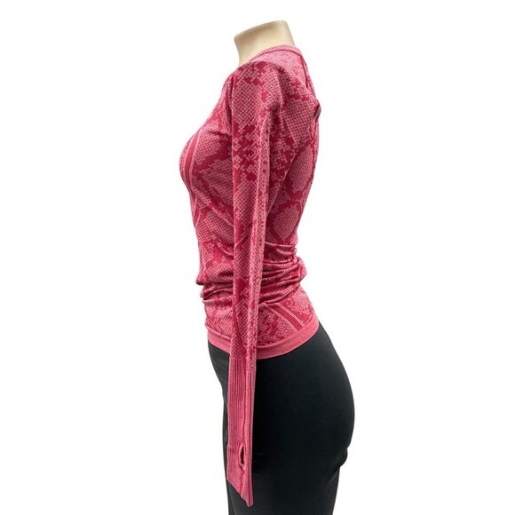 Lululemon Swiftly Tech Shirt Heathered Cranberry Long Sleeve Top Thumb Womens 4 - Picture 6 of 12